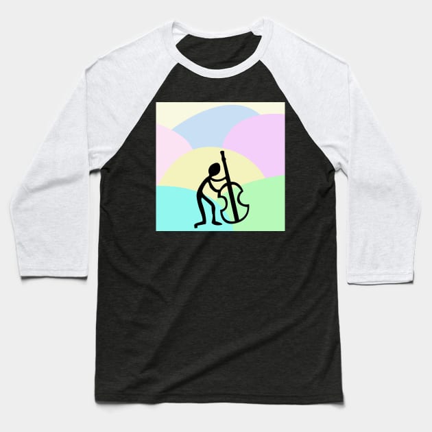 Guitar Figure Silhouette Colorful Pastel Baseball T-Shirt by Artisy Artist 